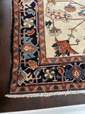 10'5 x 11'5 Antique ivory ground Heriz tribal rug #2054 / 11x12 Vintage Rug - Blue Parakeet Rugs