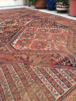 5’2 x 9’ antique Qashqai tribal rug (#408) / Large vintage rug - Blue Parakeet Rugs