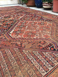 5’2 x 9’ antique Qashqai tribal rug (#408) / Large vintage rug - Blue Parakeet Rugs