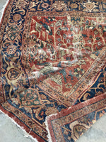9’4 x 10’8 Love-worn Persian Mahal Rug / large distressed vintage rug (#1016) - Blue Parakeet Rugs