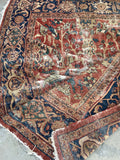 9’4 x 10’8 Love-worn Persian Mahal Rug / large distressed vintage rug (#1016) - Blue Parakeet Rugs