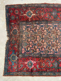 4’ x 6’8 Worn Antique Persian Kurdish rug - Blue Parakeet Rugs