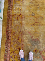 12’ x 14’5 Ochre Oushak rug #2315ML / 12x15 Vintage rug - Blue Parakeet Rugs