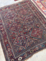 5'2 x 6'4 Antique Persian Shiraz Rug (#233) - Blue Parakeet Rugs