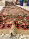 3’1 x 15’9 Antique Persian Camel Hair Serab Runner #2406ML - Blue Parakeet Rugs