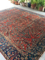 9’5 x 11’10 Antique Persian Mahal Rug / 9x12 vintage rug (#1257) - Blue Parakeet Rugs