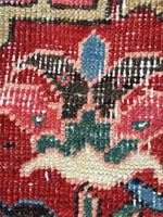 7’7 x 10’8 antique Persian Heriz with french bh bh  blue corners (#1141) - Blue Parakeet Rugs