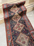 3’ x 14’9 Antique Persian Runner #2323 / Long Vintage Runner - Blue Parakeet Rugs