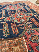 3’4 x 4’10 Antique Malayer #2430 / Small Vintage  Rug - Blue Parakeet Rugs