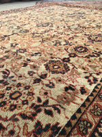 8’10 x 12’ antique ivory Persian Mahal (#1143ML) - Blue Parakeet Rugs