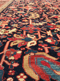 8’7 x 11’9 midnight blue Antique Heriz Rug / 9x12 vintage rug (#1083) - Blue Parakeet Rugs
