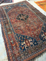 5’3 x 8’2 Antique Persian Shiraz Tribal Rug / 5x8 vintage rug (#1276) - Blue Parakeet Rugs