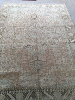 8’10 x 12’ Muted Vintage Persian Heriz Rug / 9x12 Large Vintage Rug (#1129) - Blue Parakeet Rugs