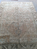 8’10 x 12’ Muted Vintage Persian Heriz Rug / 9x12 Large Vintage Rug (#1129) - Blue Parakeet Rugs