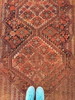 5’2 x 9’ antique Qashqai tribal rug (#408) / Large vintage rug - Blue Parakeet Rugs