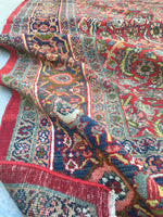 10'3 x 11’7 Antique 1920s village rug (#1371) - Blue Parakeet Rugs