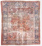 9’4 x 10’8 Love-worn Persian Mahal Rug / large distressed vintage rug (#1016) - Blue Parakeet Rugs