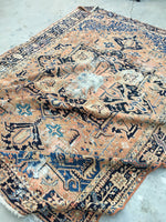 7’6 x 10’6 pastel Antique Persian Heriz (#837) - Blue Parakeet Rugs