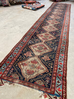 3’ x 14’9 Antique Persian Runner #2323 / Long Vintage Runner - Blue Parakeet Rugs