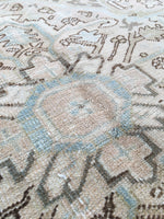 8’10 x 12’ Muted Vintage Persian Heriz Rug / 9x12 Large Vintage Rug (#1129) - Blue Parakeet Rugs