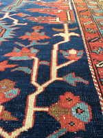 9’1 x 10’8 Antique Persian Heriz Rug / Large Antique Rug (#1033ML) - Blue Parakeet Rugs