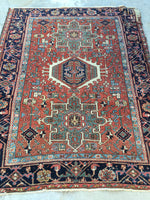 3’8 x 4’6 Antique Persian Heriz Jr (#978) - Blue Parakeet Rugs