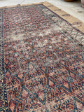 4'6" x 10' Antique Persian Camel Hair rug #1925C / 5x10 Vintage Rug - Blue Parakeet Rugs
