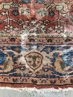 9’4 x 10’8 Love-worn Persian Mahal Rug / large distressed vintage rug (#1016) - Blue Parakeet Rugs