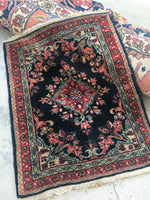 2’1 x 2’8 antique Sarouk Mat Rug (#1367) - Blue Parakeet Rugs
