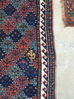 4’6 x 7’9 Antique early 1900's Tribal Rug / 4x7 Vintage Rug (#1277) - Blue Parakeet Rugs