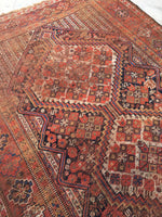 5’2 x 9’ antique Qashqai tribal rug (#408) / Large vintage rug - Blue Parakeet Rugs