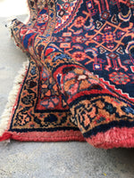 3'4 x 10’ Vintage Hamadan Runner - Blue Parakeet Rugs