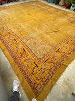 12’ x 14’5 Ochre Oushak rug #2315ML / 12x15 Vintage rug - Blue Parakeet Rugs