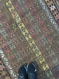 4’2 x 11’3 Antique Kurdish Runner(#1044) - Blue Parakeet Rugs