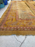 12’ x 14’5 Ochre Oushak rug #2315ML / 12x15 Vintage rug - Blue Parakeet Rugs