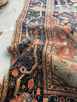 6’10 x 10’ Timeworn Antique Ferahan rug #2299 / Antique Oriental Rug - Blue Parakeet Rugs