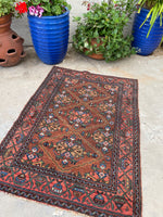 3’3 x 4’6 Antique Persian Malayer #2427 - Blue Parakeet Rugs