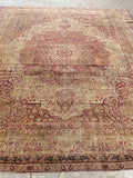 10’3 x 11’6 Antique floral design Kerman Lavar rug #1970ML / 10x12 Vintage rug - Blue Parakeet Rugs