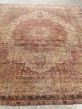 10’3 x 11’6 Antique floral design Kerman Lavar rug #1970ML / 10x12 Vintage rug - Blue Parakeet Rugs