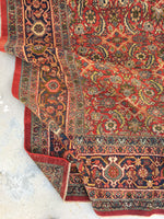 10'3 x 11’7 Antique 1920s village rug (#1371) - Blue Parakeet Rugs