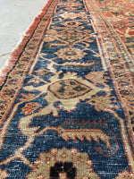 9’4 x 10’8 Love-worn Persian Mahal Rug / large distressed vintage rug (#1016) - Blue Parakeet Rugs