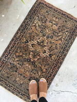 2'3 x 3’11 antique scatter mat Rug (#1254) - Blue Parakeet Rugs