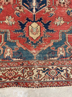 8' x 11’4 Late 19th Century Serapi #2403/ Large Oriental Rug - Blue Parakeet Rugs