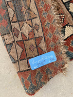 3'2 x 10'9 worn Caucasian Kazak Runner #732 - Blue Parakeet Rugs