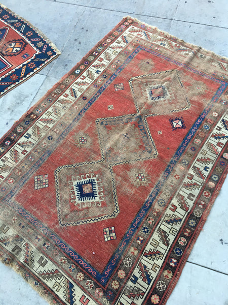 4’2 x 6’7 Antique Caucasian Rug - Blue Parakeet Rugs