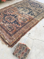 5’1 x 8’1 Antique Soumak flat weave rug - Blue Parakeet Rugs