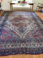 8'8 x 11'8 Antique Persian Mashhad rug #2226 / 9x12 Vintage Rug - Blue Parakeet Rugs
