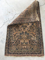 2'3 x 3’11 antique scatter mat Rug (#1254) - Blue Parakeet Rugs