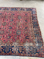 7'1 x 9'6 Dusty Rose Persian Mahal rug #2075 / 7x10 Vintage Rug - Blue Parakeet Rugs