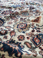 7’5 x 10’1 antique ivory Persian Mahal (#1258) / 8x10 large vintage rug - Blue Parakeet Rugs
